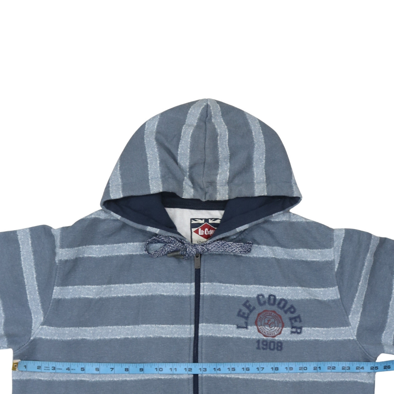 Lee Cooper Men’s Blue Striped Full Zip Hoodie 2XL Regular Fit