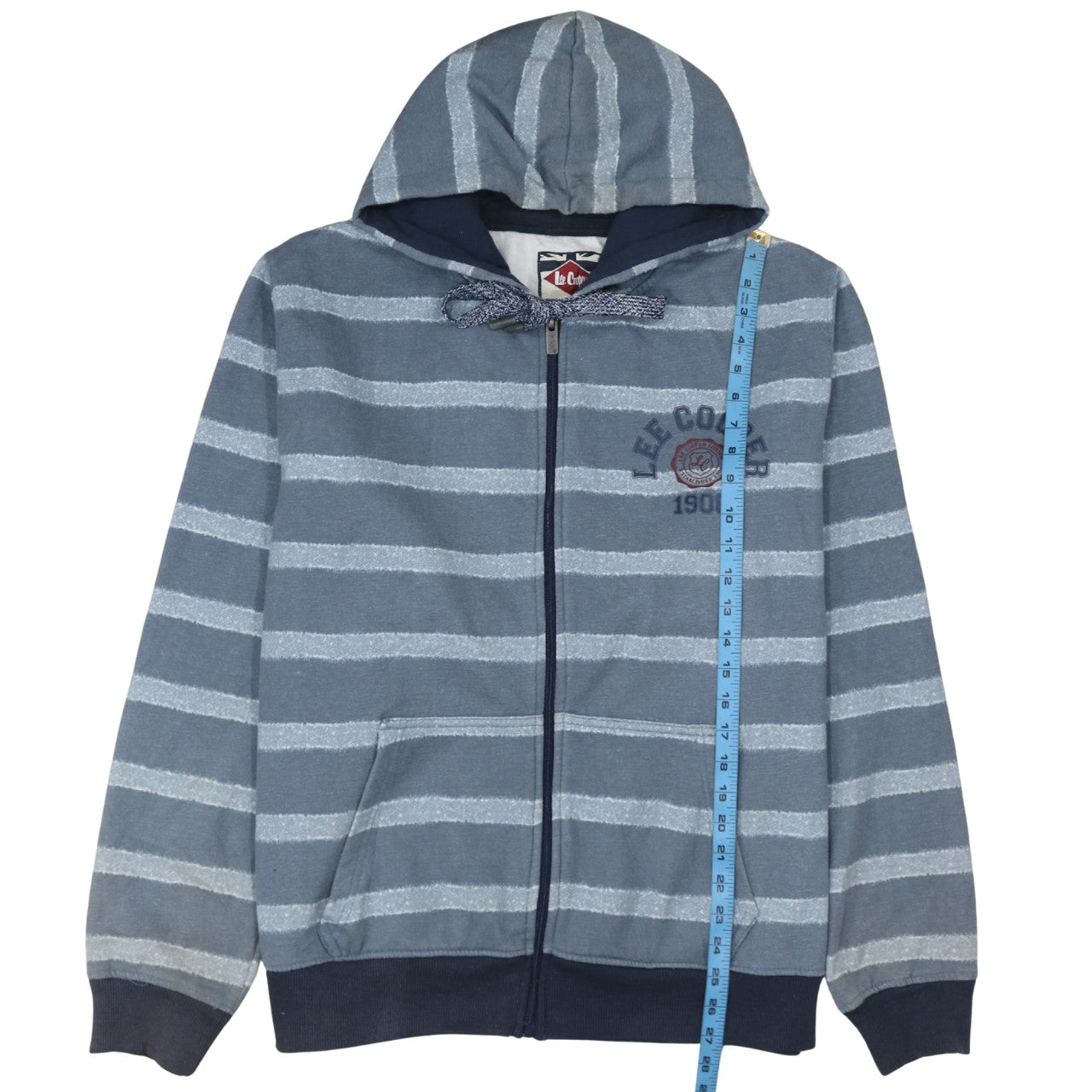 Lee Cooper Men’s Blue Striped Full Zip Hoodie 2XL Regular Fit