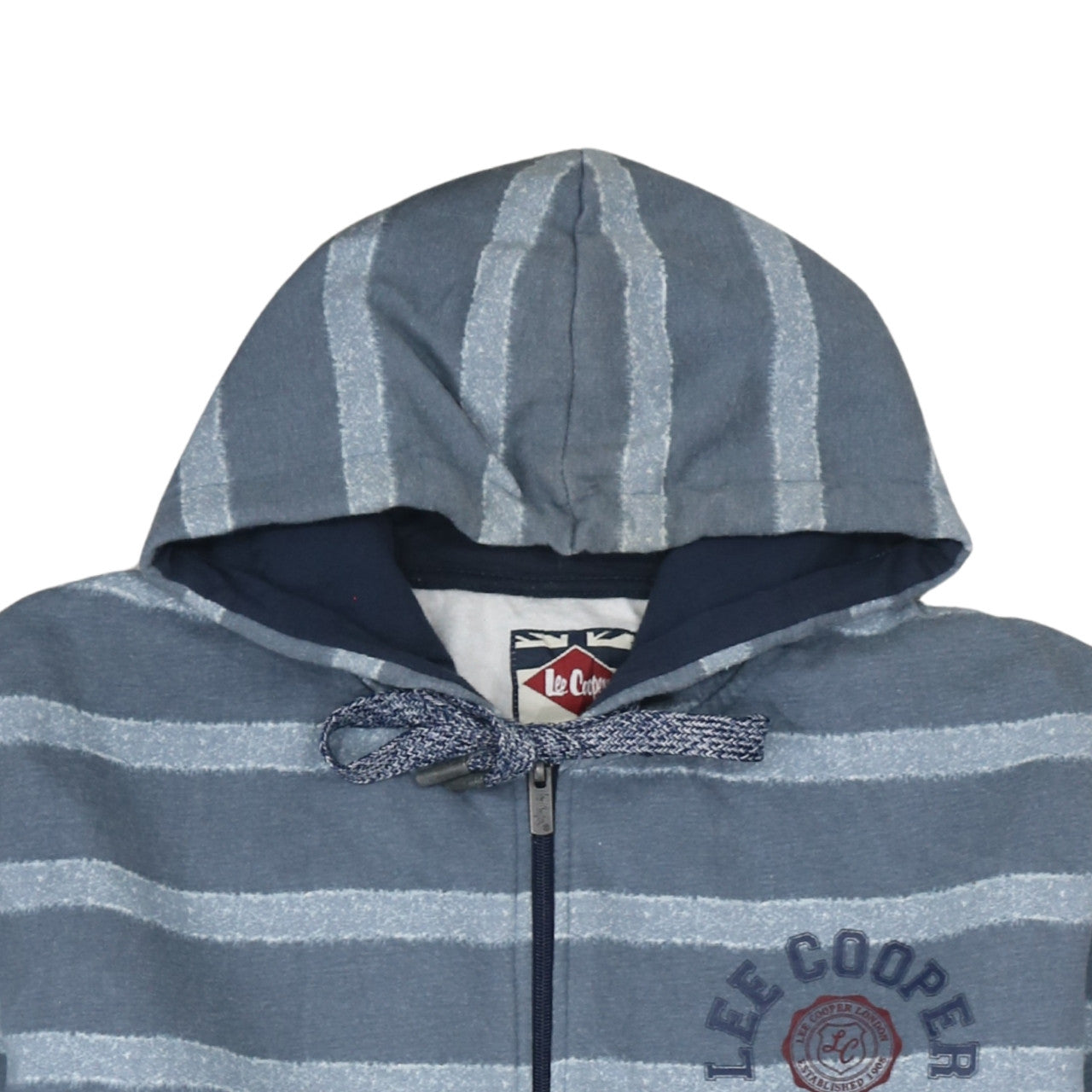 Lee Cooper Men’s Blue Striped Full Zip Hoodie 2XL Regular Fit
