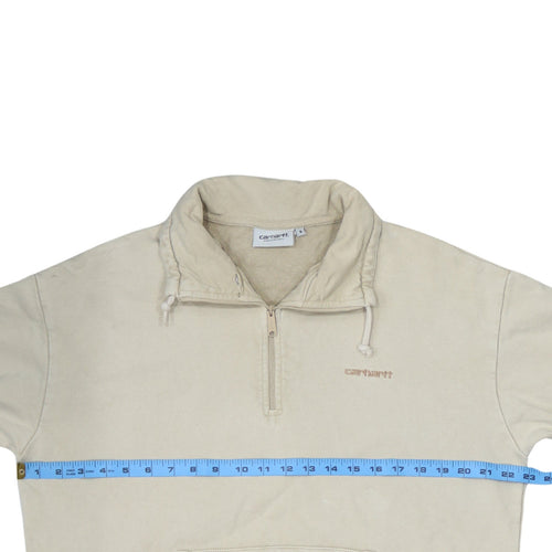 Carhartt WIP Beige High Neck 1/4 Zip Men's Small Sweatshirt