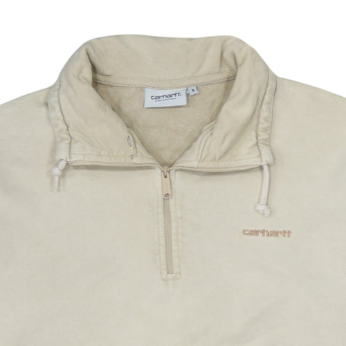 Carhartt WIP Beige High Neck 1/4 Zip Men's Small Sweatshirt