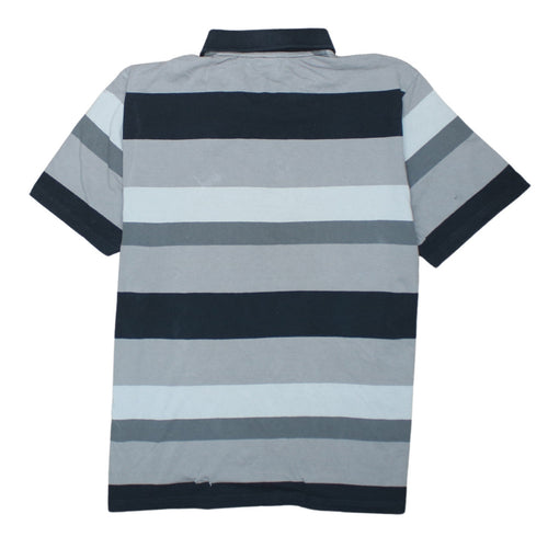 Puma Men's Grey Striped Short Sleeve Polo Shirt Size L