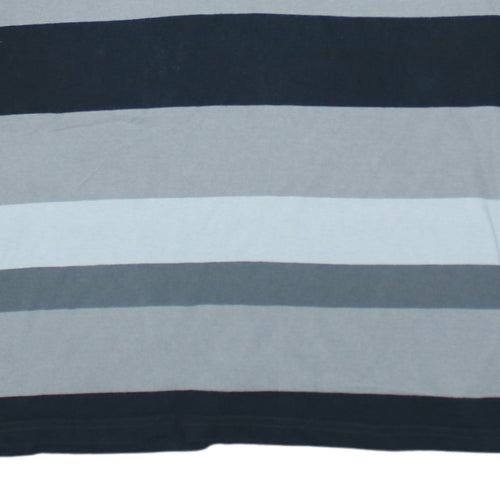 Puma Men's Grey Striped Short Sleeve Polo Shirt Size L