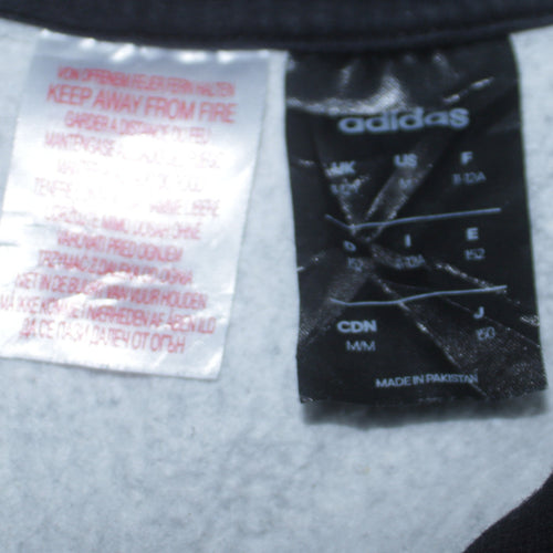 Adidas Boys Grey Black Full Zip Hoodie Size 152cm Cotton Blend Sportswear