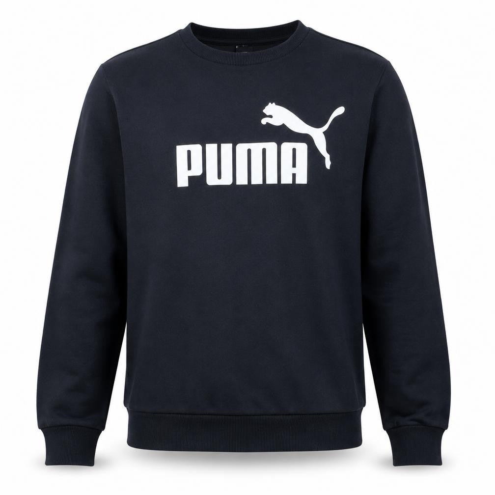 Front view of Puma Men’s Black XL Crew Neck Logo Pullover Sweatshirt