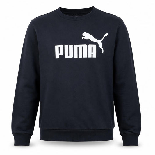 Front view of Puma Men’s Black XL Crew Neck Logo Pullover Sweatshirt