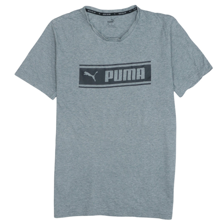 Puma Men's Grey Graphic Logo Regular Fit T-Shirt Size M