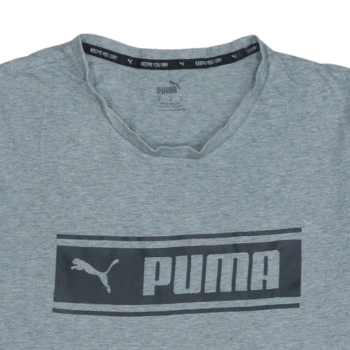 Puma Men's Grey Graphic Logo Regular Fit T-Shirt Size M