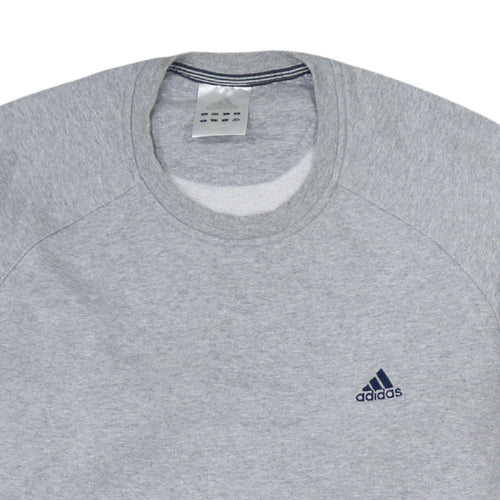 Adidas Mens Grey Crew Neck Pullover Sweatshirt Size L