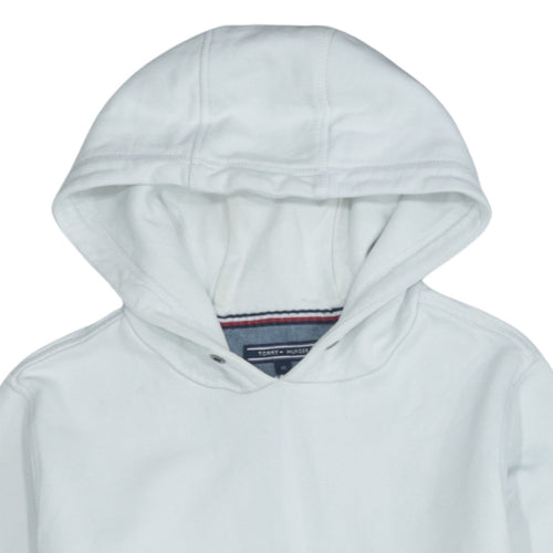 Tommy Hilfiger Men's White Pullover Hoodie M Logo Fleece Sweatshirt
