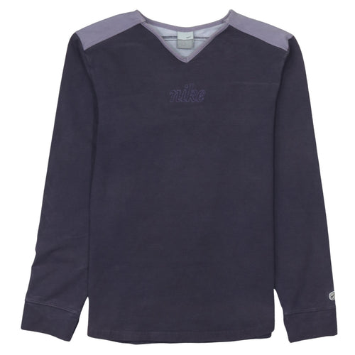 Nike Womens Purple Long Sleeve V-Neck Pullover Sweatshirt Size M