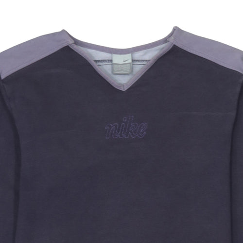 Nike Womens Purple Long Sleeve V-Neck Pullover Sweatshirt Size M