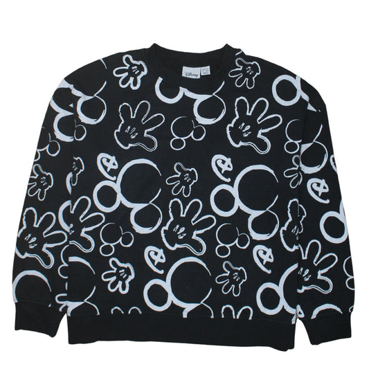 Disney Women’s Black Mickey Print Pullover Sweatshirt Size L