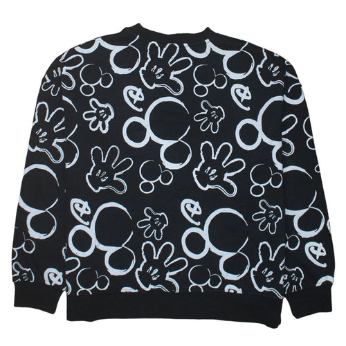 Disney Women’s Black Mickey Print Pullover Sweatshirt Size L
