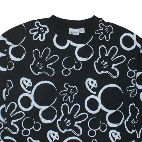 Disney Women’s Black Mickey Print Pullover Sweatshirt Size L