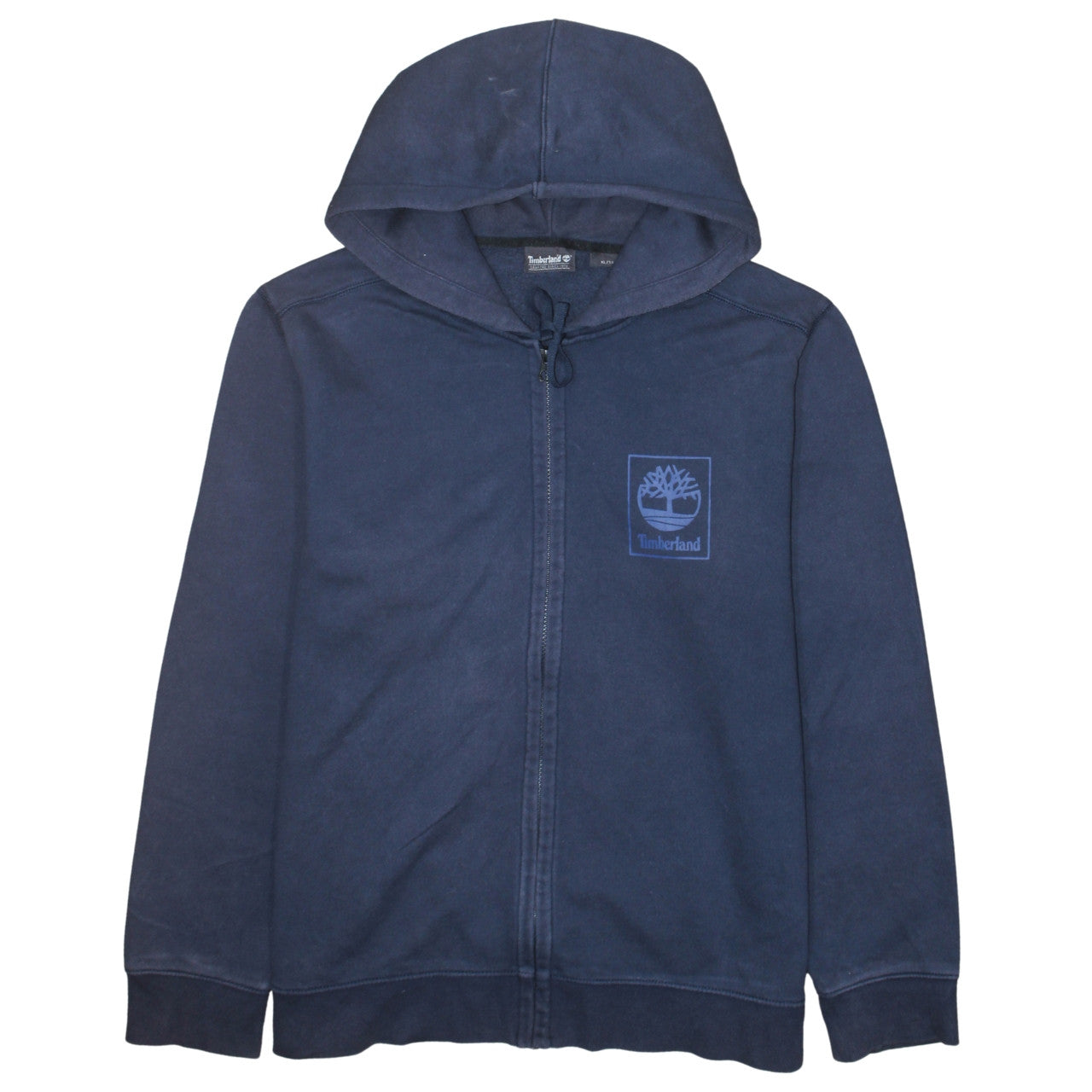 Timberland Men's Blue Full Zip Hoodie XL Logo Fleece Sweatshirt