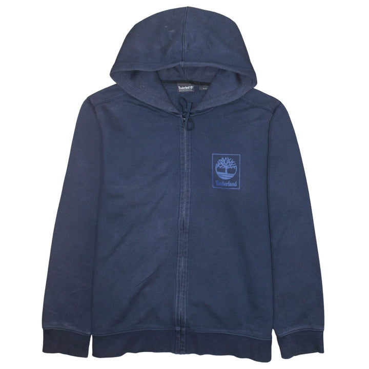 Timberland Men's Blue Full Zip Hoodie XL Logo Fleece Sweatshirt