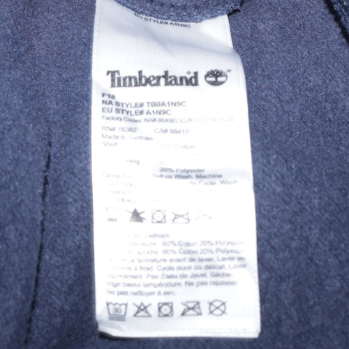 Timberland Men's Blue Full Zip Hoodie XL Logo Fleece Sweatshirt