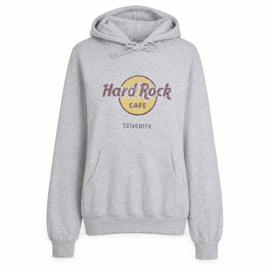 Front view of Hard Rock Cafe Women's Grey Medium Pullover Hoodie Tenerife Design
