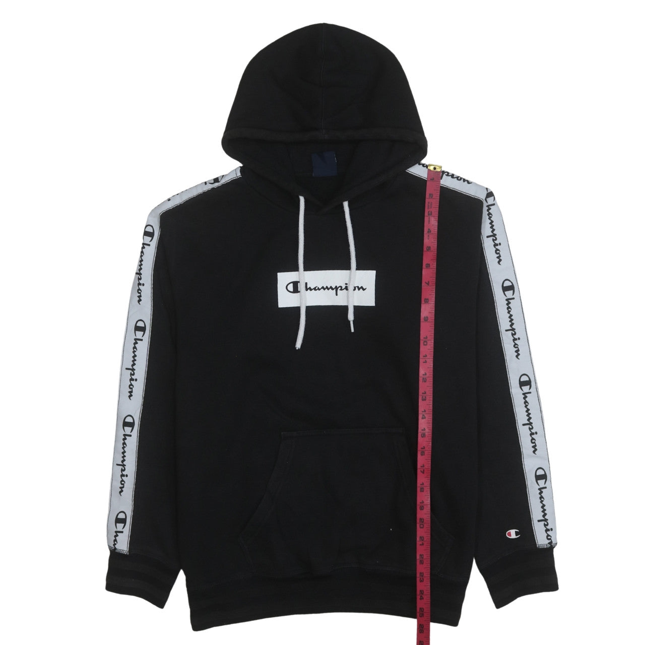 Champion Men's Black Small Pullover Hoodie with Logo and Pockets