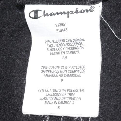 Champion Men's Black Small Pullover Hoodie with Logo and Pockets