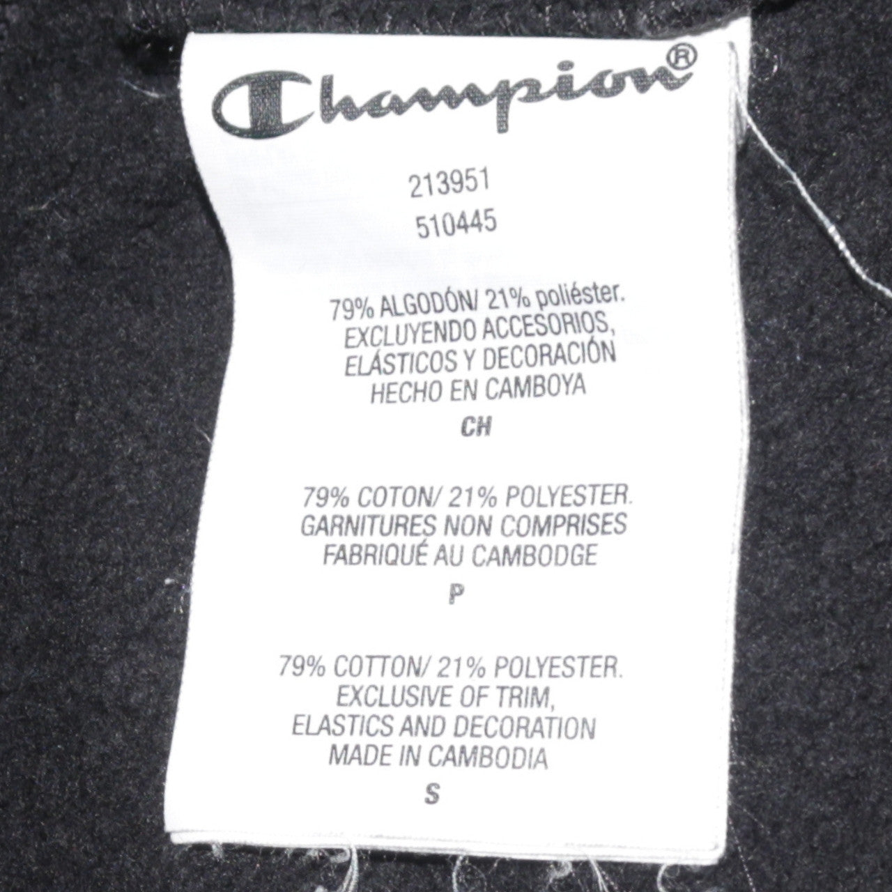Champion Men's Black Small Pullover Hoodie with Logo and Pockets