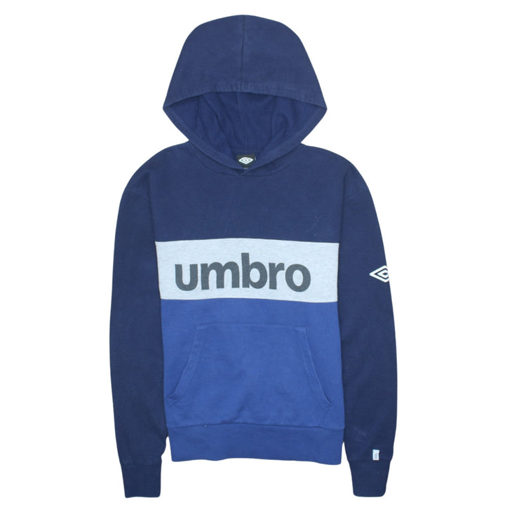 Umbro Men’s Blue Pullover Hoodie L Sports Logo Fleece Sweatshirt