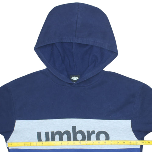 Umbro Men’s Blue Pullover Hoodie L Sports Logo Fleece Sweatshirt