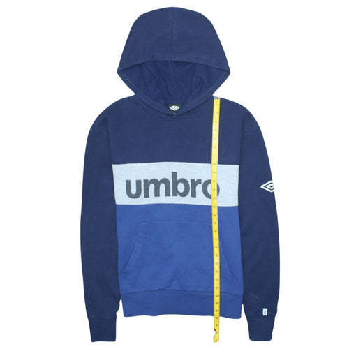 Umbro Men’s Blue Pullover Hoodie L Sports Logo Fleece Sweatshirt