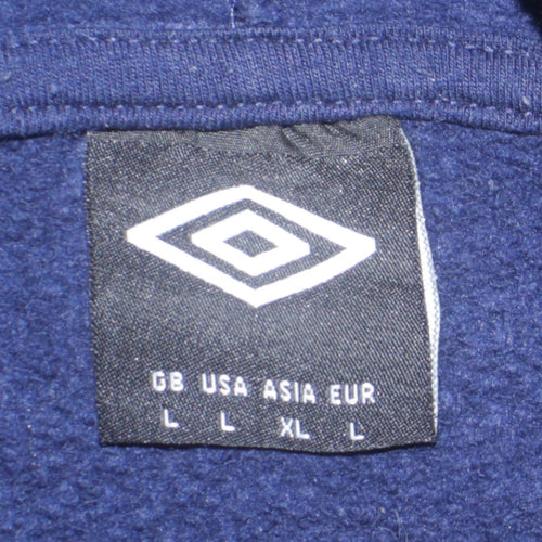 Umbro Men’s Blue Pullover Hoodie L Sports Logo Fleece Sweatshirt