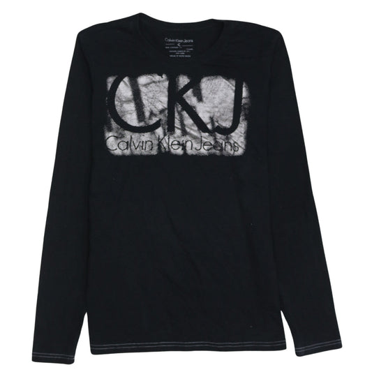 Calvin Klein Jeans Women's Black Long Sleeve Jersey T-Shirt Size S