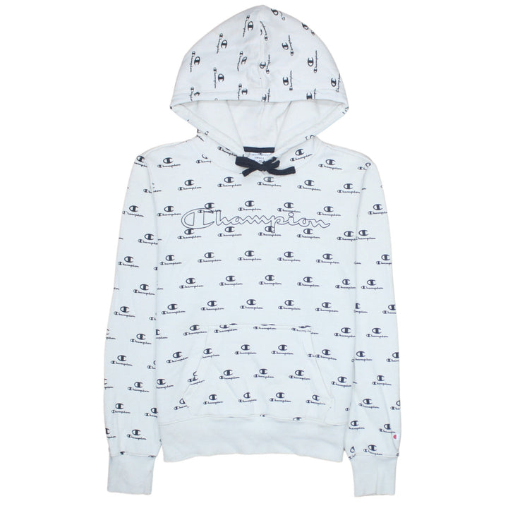 Champion Women's White Logo Print Pullover Hoodie Size S