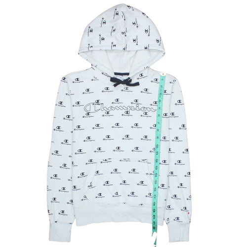 Champion Women's White Logo Print Pullover Hoodie Size S