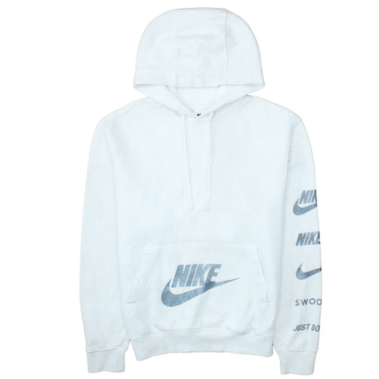Nike Men's White Pullover Hoodie Small Logo Graphic Fleece