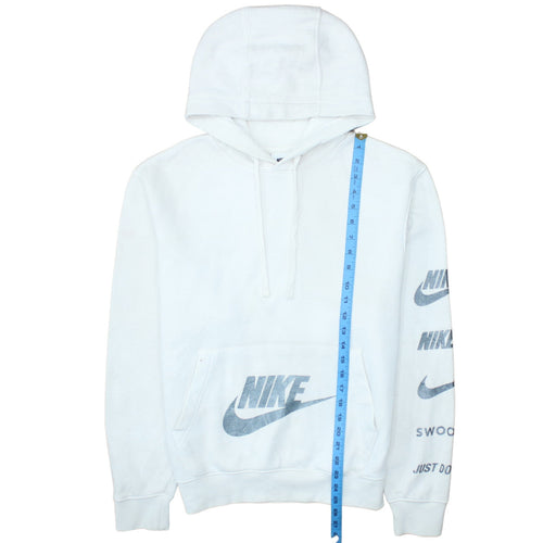 Nike Men's White Pullover Hoodie Small Logo Graphic Fleece