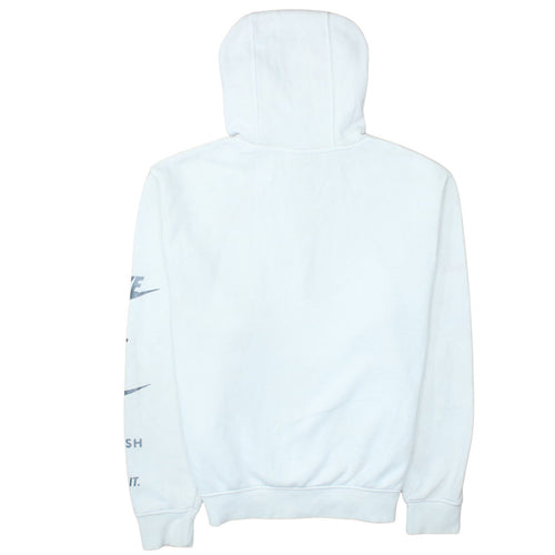 Nike Men's White Pullover Hoodie Small Logo Graphic Fleece