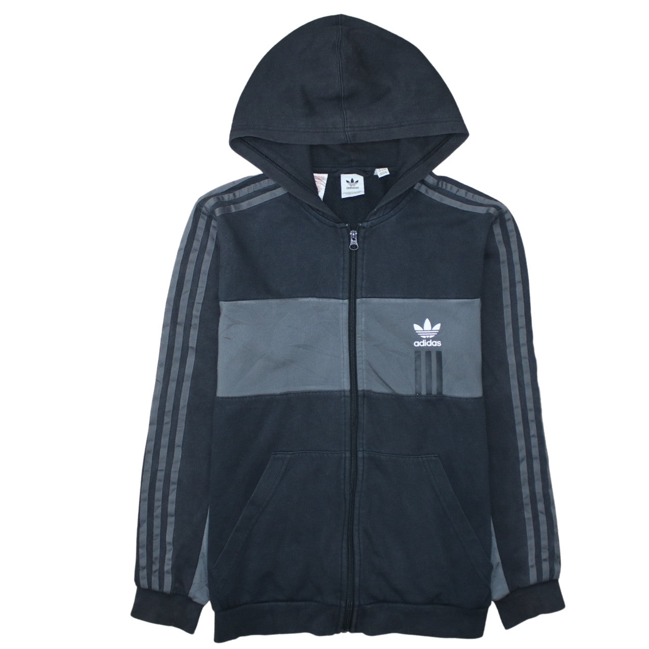 Adidas Boys Black Full Zip Hoodie XL 15-16 Years Hooded Sweatshirt
