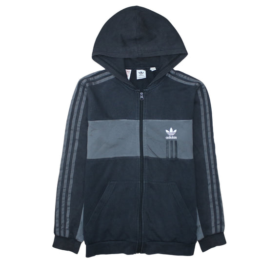 Adidas Boys Black Full Zip Hoodie XL 15-16 Years Hooded Sweatshirt