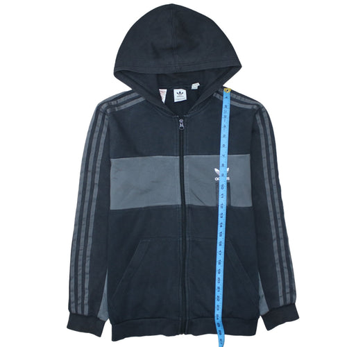 Adidas Boys Black Full Zip Hoodie XL 15-16 Years Hooded Sweatshirt
