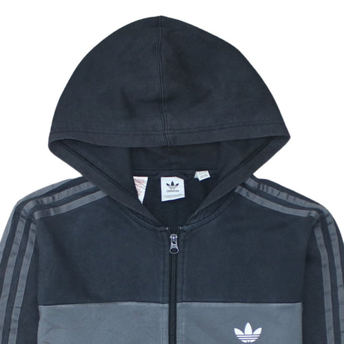 Adidas Boys Black Full Zip Hoodie XL 15-16 Years Hooded Sweatshirt