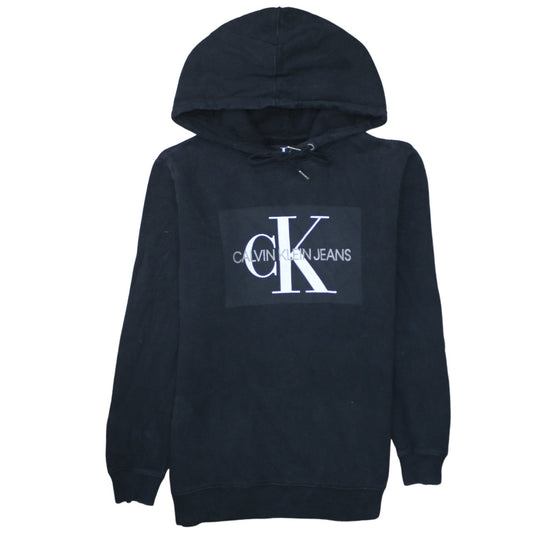 Calvin Klein Jeans Mens Black Small Pullover Logo Hoodie