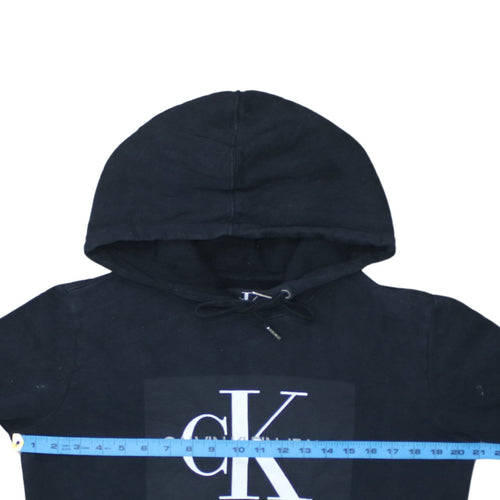 Calvin Klein Jeans Mens Black Small Pullover Logo Hoodie