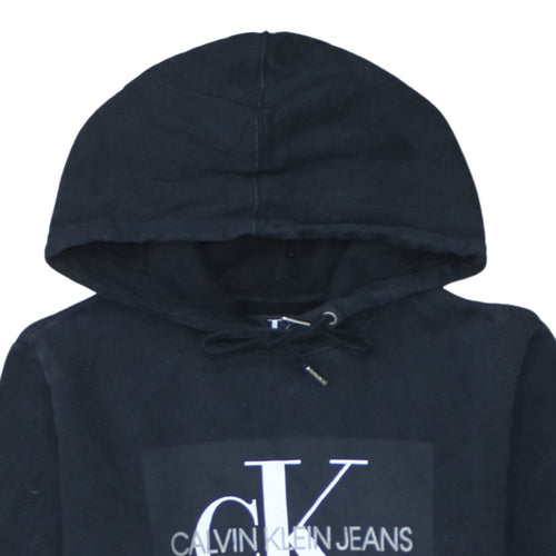 Calvin Klein Jeans Mens Black Small Pullover Logo Hoodie