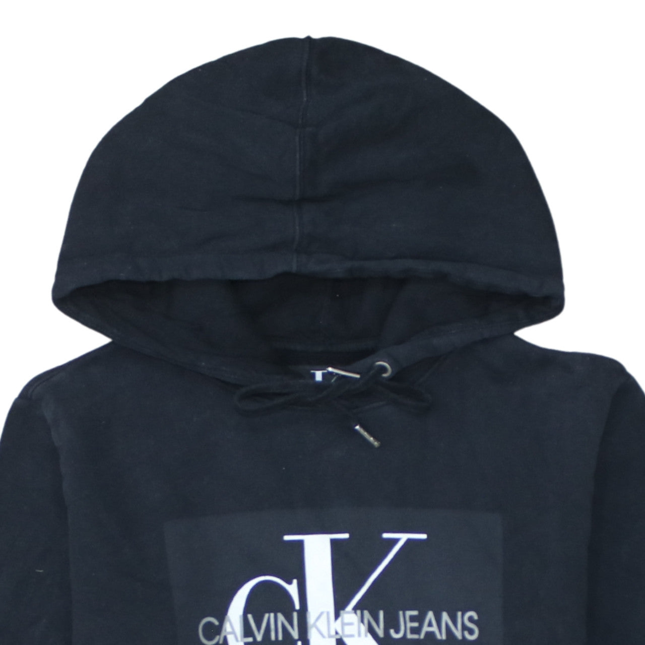 Calvin Klein Jeans Mens Black Small Pullover Logo Hoodie