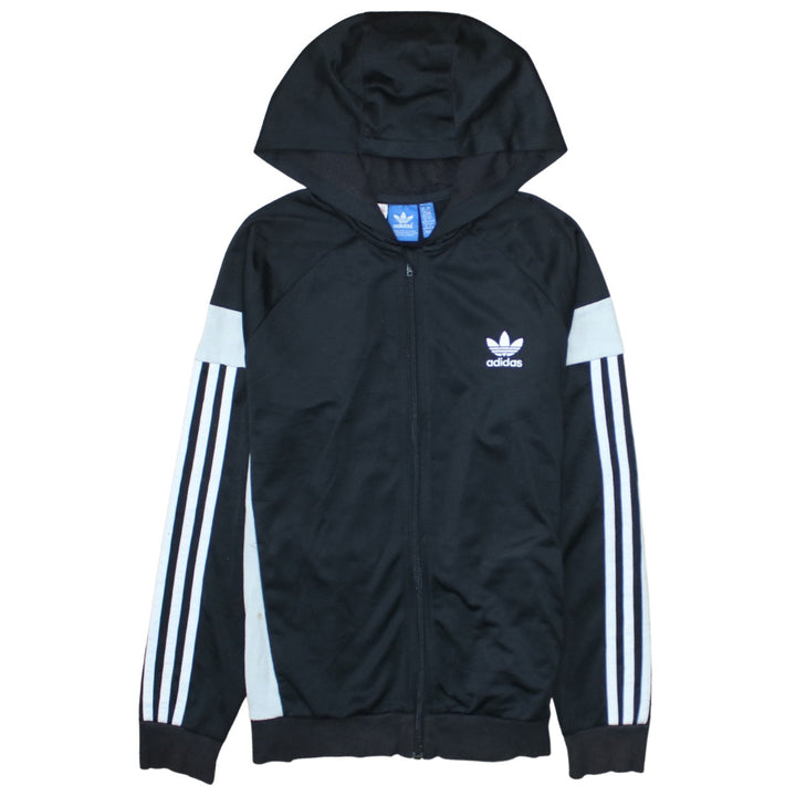 Adidas Boys Black Full Zip Hoodie 13-14 Years Classic 3-Stripes Design