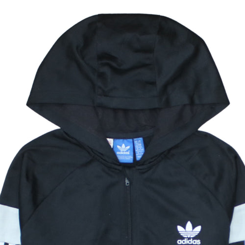 Adidas Boys Black Full Zip Hoodie 13-14 Years Classic 3-Stripes Design