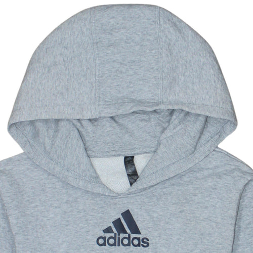 Adidas Men’s Grey Pullover Hoodie Size S Sports Logo Sweatshirt