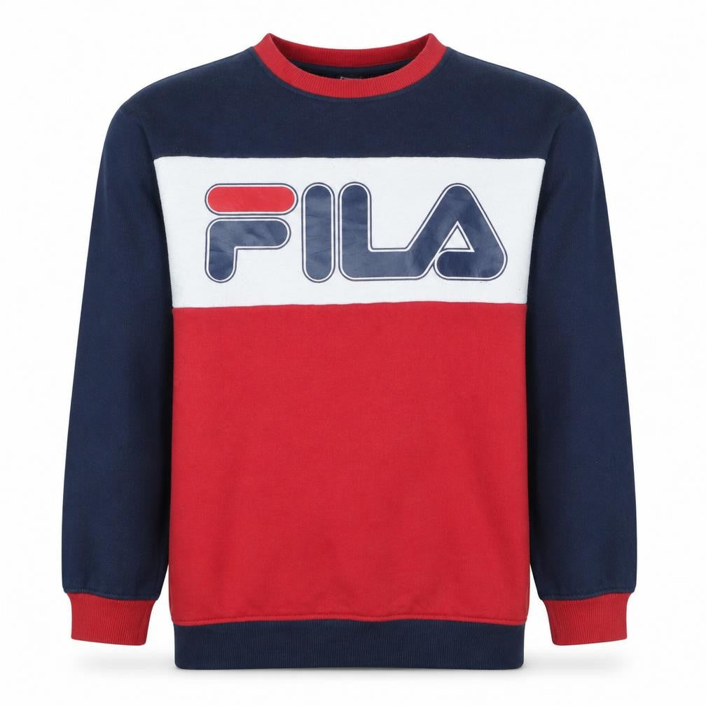 Front view of Fila Men's Multicoloured Crew Neck Pullover Sweatshirt, size S