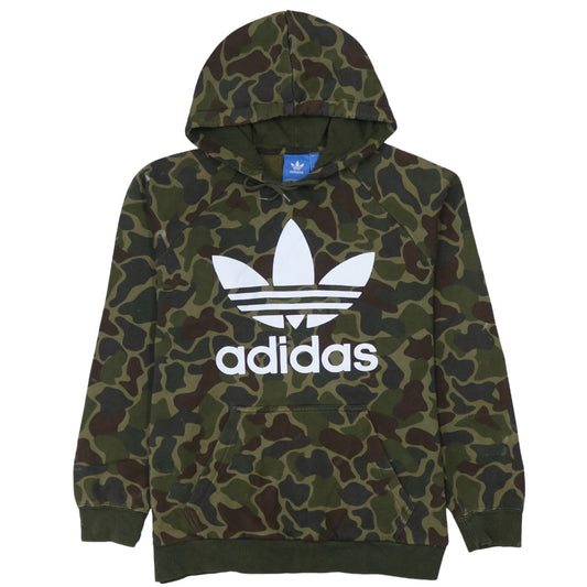 Adidas Men's Green Camouflage Pullover Hoodie Size M Fleece Sportswear