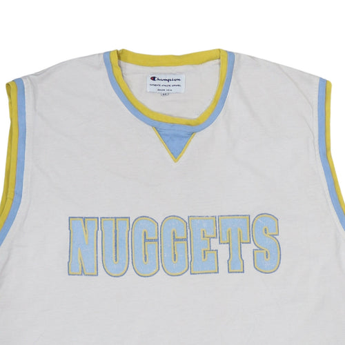Champion Men White Nuggets Basketball Tank Jersey M
